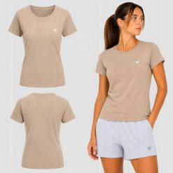 T-SHIRT DAMSKI 4F KOSZULKA SPORTOWA 1 BAWEŁNA F2772 SS26. Brązowe bluzki sportowe damskie 4f, s, bez wzorów, z bawełny, bez ramiączek. Za 38.90 zł.