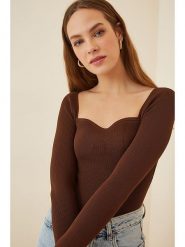 Happiness Istanbul Koszulka w kolorze brązowym rozmiar: S/M. Brązowe bluzki damskie Happiness Istanbul, m, bez wzorów, bez kołnierzyka. Za 39.99 zł.