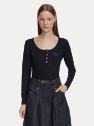 Guess Bluzka W6YP60 K5318 Granatowy Slim Fit. Niebieskie bluzki damskie Guess, s, z aplikacjami, z syntetyku, bez kołnierzyka, bez ramiączek. Za 284.99 zł.
