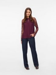 Vero Moda Bluzka w kolorze bordowym rozmiar: XL. Czerwone bluzki damskie Vero Moda, xl, bez wzorów, z koronki, bez kołnierzyka, bez ramiączek. Za 83.62 zł.