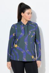 Damskie Koszulka funkcyjna LSF 50+ slim fit kaptur długi rękaw. Zielone t-shirty damskie Ulla Popken, plus size, bez wzorów, z elastanu, bez kołnierzyka. Za 239.99 zł.