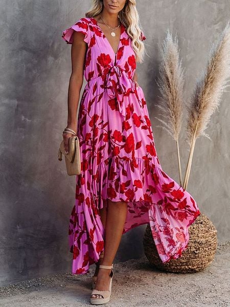 Milan Kiss Sukienka w kolorze różowo-czerwonym rozmiar: L. Różowe sukienki damskie Milan Kiss, na imprezę, l, bez wzorów, bez kołnierzyka, bez ramiączek, maxi. Za 173.99 zł.