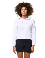 Bluza z kaptur na co dzień na siłownię. Czarne bluzy sportowe damskie LEONE 1947 APPAREL, m, bez wzorów, bez ramiączek, krótkie, z kapturem. Za 147.31 zł.