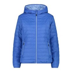 Damska kurtka z kapturem CMP. Niebieskie kurtki narciarskie i snowboardowe damskie CMP, bez wzorów, z puchu, z kapturem, narciarskie. Za 387.20 zł.