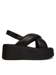 Tommy Jeans Sandały Padded Strap Wedge Sandals EN0EN02946 Czarny. Czarne sandały damskie Tommy Jeans, bez wzorów, z jeansu, bez obcasa, na koturnie. Za 449.99 zł.