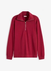 Sweter oversize ze stójką z zamkiem. Niebieskie golfy damskie bonprix, bez wzorów, bez ramiączek. Za 94.99 zł.