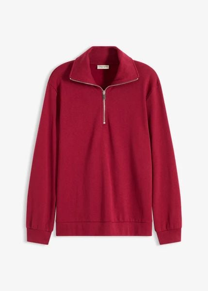 Sweter oversize ze stójką z zamkiem. Niebieskie golfy damskie bonprix, bez wzorów, bez ramiączek. Za 94.99 zł.