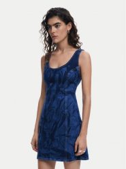 Desigual Sukienka jeansowa 25SWVD01 Granatowy Slim Fit. Niebieskie sukienki damskie Desigual, xs, bez wzorów, z bawełny, bez kołnierzyka, bez ramiączek. Za 309.99 zł.
