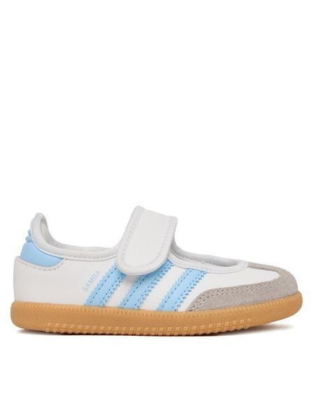 Adidas Baleriny Samba Jane C JQ9322 Biały. Białe baleriny dziewczęce Adidas, bez wzorów, ze skóry. Za 219.99 zł.
