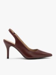 Bordowe czółenka slingback bez pięty. Czerwone czółenka damskie Brawo sp. z o.o., bez wzorów, ze skóry, bez obcasa, na obcasie. Za 399.99 zł.