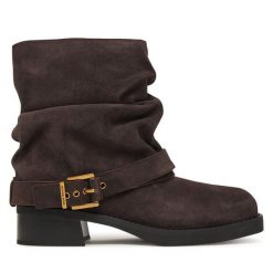 Botki MICHAEL Michael Kors. Brązowe botki damskie MICHAEL Michael Kors, bez obcasa, na słupku, bez zapięcia. Za 1,059.00 zł.