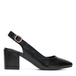 Sandały Clara Barson. Czarne sandały damskie Clara Barson, bez wzorów, bez obcasa, na słupku. Za 129.99 zł.