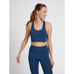 Damski bezszwowy biustonosz sportowy Hummel Shaping. Niebieskie biustonosze sportowe damskie HUMMEL, bez wzorów, z dzianiny. Za 213.00 zł.