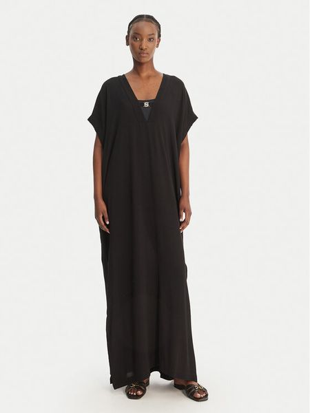 BOSS Sukienka plażowa Double B 50557042 Czarny Relaxed Fit. Czarne sukienki damskie Boss, na plażę, s, bez wzorów, z wiskozy, bez kołnierzyka, bez ramiączek. Za 589.99 zł.