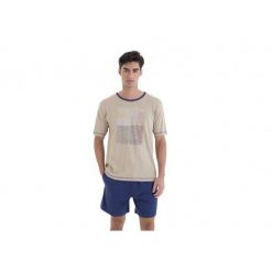 Piżama męska bawełniana rozm. M Gent L251301 beżowa. Brązowe piżamy męskie Massana Homewear, l, bez wzorów, z bawełny, bez ramiączek. Za 192.00 zł.
