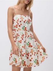 Bawełniana sukienka mini - wielobarwny. Sukienki damskie Reserved, l, bez wzorów, z bawełny, bez kołnierzyka, bez ramiączek, mini, rozkloszowane. Za 159.99 zł.