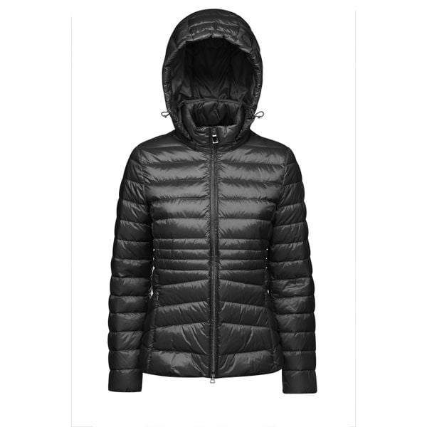 Kurtka GEOX W4625B Czarny. Czarne kurtki damskie Geox, bez wzorów, z puchu, bez kaptura. Za 486.99 zł.