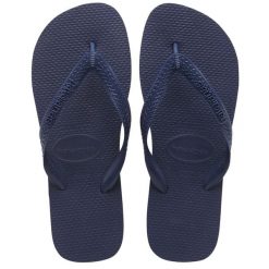 Klapki Havaianas Top. Niebieskie klapki damskie Havaianas, bez wzorów, z gumy, bez obcasa. Za 156.50 zł.