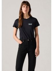 Levi's Koszulka w kolorze czarnym rozmiar: XS. Czarne bluzki damskie Levi's, s, bez wzorów, z bawełny, bez kołnierzyka, bez ramiączek. Za 87.61 zł.