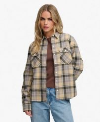 Superdry Koszula Lumberjack w Kratę z Flaneli – 100% Bawełna Organiczna – Eden. Brązowe koszule damskie Superdry., bez wzorów, z bawełny, bez kołnierzyka, bez ramiączek. Za 245.50 zł.