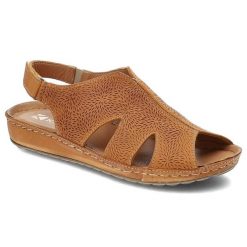 Pomarańczowe Sandały Kampa Wygodne Skórzane Buty Na Lato. Brązowe sandały damskie KAMPA, bez wzorów, ze skóry, bez obcasa. Za 239.00 zł.