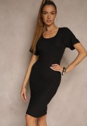 Czarna Basicowa Sukienka z Bawełną Lumaselle. Czarne sukienki damskie Renee, na co dzień, uniwersalny, bez wzorów, z bawełny, klasyczne, bez kołnierzyka, bez ramiączek, mini, dopasowane. W wyprzedaży za 51.99 zł.