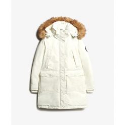 Parka z sztucznego futra damska Superdry Everest. Białe parki damskie Superdry., xs, bez wzorów, z futra. Za 800.45 zł.