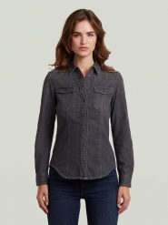 G-Star Koszula dżinsowa - Slim fit - w kolorze antracytowym rozmiar: M. Czarne koszule damskie G-Star, m, bez wzorów, z bawełny, retro, bez kołnierzyka, bez ramiączek. Za 184.46 zł.