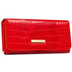 Czerwony duży portfel damski ze skóry ekologicznej, tłoczony wzór 4U CAVALDI CHWJ-05. Czerwone portfele damskie 4U Cavaldi, bez wzorów, ze skóry ekologicznej. Za 45.00 zł.