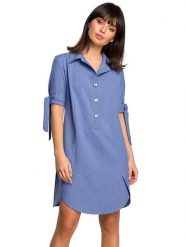 Be Wear Sukienka w kolorze niebieskim rozmiar: S. Niebieskie sukienki damskie Be Wear, s, bez wzorów, bez kołnierzyka, bez ramiączek, midi. Za 105.63 zł.