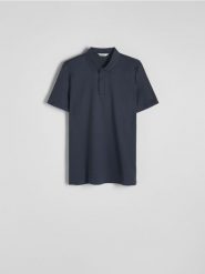 Koszulka polo regular fit - ciemnoszary. Szare koszulki polo męskie Reserved, l, bez wzorów, z bawełny, bez ramiączek. W wyprzedaży za 89.99 zł.