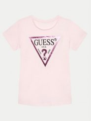Guess T-Shirt J73I56K 8HM0 Różowy Regular Fit. Czerwone koszulki dziewczęce Guess, z aplikacjami, z bawełny, bez ramiączek. Za 69.99 zł.