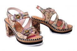 LAURA VITA 0007790 Naomio 16 beige, sandały damskie. Brązowe sandały damskie Laura Vita, bez wzorów, ze skóry, bez obcasa, na obcasie. Za 365.42 zł.