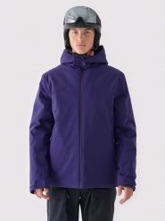 4F Kurtka narciarska w kolorze granatowym rozmiar: L. Niebieskie kurtki narciarskie i snowboardowe damskie 4f, l, bez wzorów, z puchu, bez kaptura, narciarskie. Za 165.31 zł.