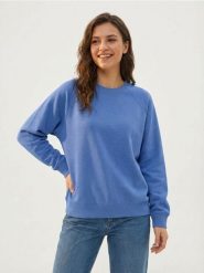 Bluza crewneck basic - niebieski. Niebieskie bluzy bez kaptura damskie Sinsay, l. Za 35.99 zł.