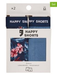 Happy Shorts Bokserki (2 pary) w kolorze granatowo-błękitnym rozmiar: L. Niebieskie bokserki męskie Happy Shorts, bez wzorów. Za 62.47 zł.