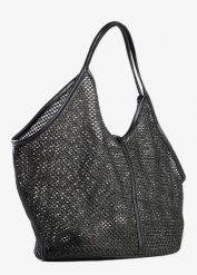 Torebka z siateczki z wyjmowaną szaszetką wewnętrzną. Czarne shopper bag damskie bonprix, bez wzorów, bez dodatków. Za 112.99 zł.