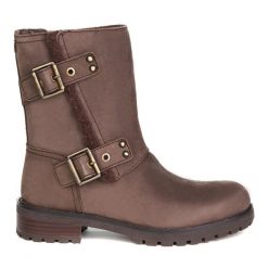 UGG Niels damskie skórzane botki ZLN 0578. Brązowe kalosze damskie Ugg, bez wzorów. Za 484.99 zł.