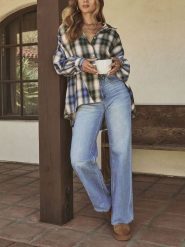 LA Angels Koszula w kolorze kremowo-oliwkowo-niebieskim rozmiar: L. Brązowe koszule damskie LA Angels, l, bez wzorów, z bawełny, bez kołnierzyka, bez ramiączek. Za 137.42 zł.