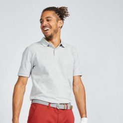 Koszulka polo do golfa z krótkim rękawem męska Inesis MW500. Szare koszulki polo męskie INESIS, m, bez wzorów, z bawełny, bez ramiączek. Za 59.99 zł.