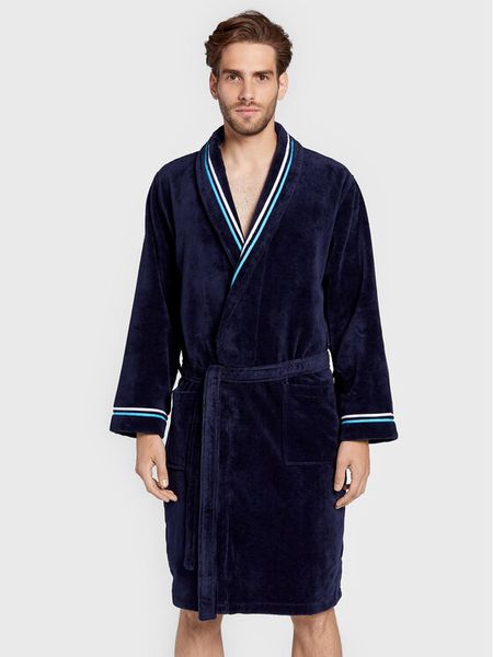 HOM Szlafrok Transat 402443 Granatowy. Niebieskie szlafroki męskie HOM, l, bez wzorów, z bawełny. Za 439.99 zł.