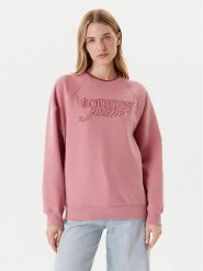 Tommy Jeans Bluza Script DW0DW21196 Różowy Regular Fit. Czerwone bluzy bez kaptura damskie Tommy Jeans, m, z bawełny. Za 399.99 zł.