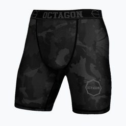 Spodenki kompresyjne męskie Octagon Camo Night. Czarne szorty męskie OCTAGON, bez kołnierzyka. Za 119.99 zł.