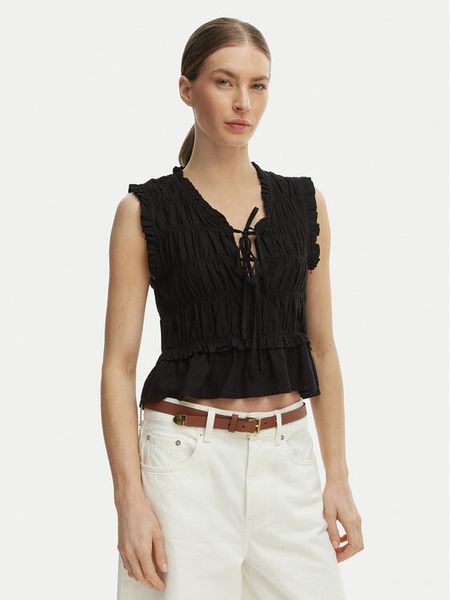 ONLY Bluzka Goa 15363693 Czarny Regular Fit. Czarne bluzki damskie Only, xs, bez wzorów, z wiskozy, bez ramiączek. Za 149.99 zł.