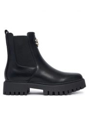 Guess Sztyblety FLTFID ELE10 Czarny. Czarne botki damskie Guess, ze skóry, bez obcasa, na płaskiej podeszwie, bez zapięcia. Za 674.99 zł.
