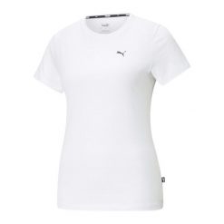 Koszulka treningowa damska Puma ESS Small Logo Tee. Białe bluzki sportowe damskie Puma, l, bez wzorów, bez ramiączek. Za 186.00 zł.