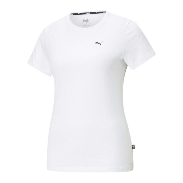 Koszulka treningowa damska Puma ESS Small Logo Tee. Białe bluzki sportowe damskie Puma, l, bez wzorów, bez ramiączek. Za 186.00 zł.