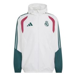 Kurtka wodoodporna All Weather Real Madrid Tiro 2026/27. Białe kurtki męskie Adidas, l, bez wzorów, eleganckie, bez kaptura. Za 431.00 zł.