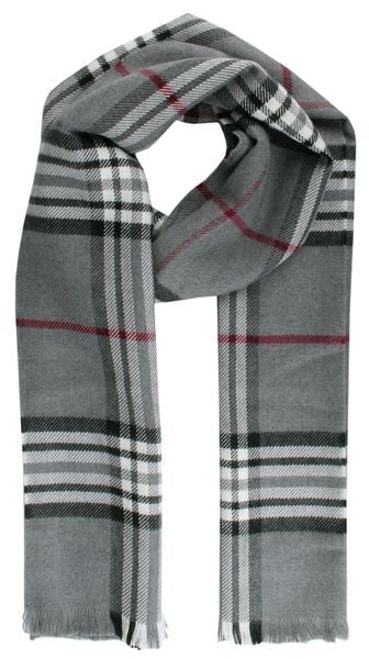 Szalik Przejściowy z Dziewiczą Wełną (Virgin Wool) - Fraas - Szary w Kratkę. Szare szaliki męskie V. Fraas, na jesień, bez wzorów, z materiału. Za 85.00 zł.