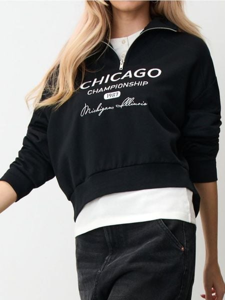 Bluza - czarny. Czarne bluzy bez kaptura damskie Sinsay, l. Za 49.99 zł.